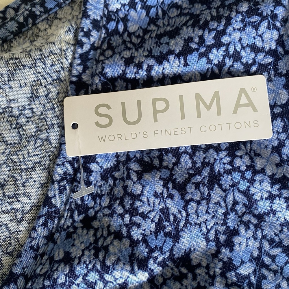 NWT Lands' End Supima Cotton Long Sleeve V-Neck T-Shirt Women S Tall Ditzy Blue - Picture 9 of 12